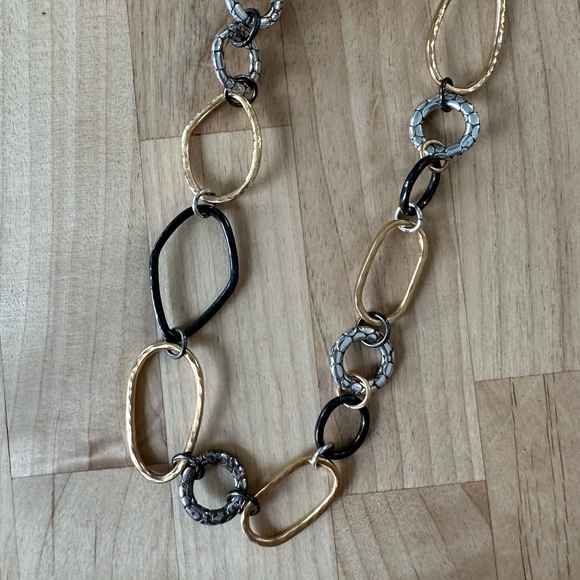 Long Brighton “Pebble Mixed Metal” Necklace - Picture 6 of 6